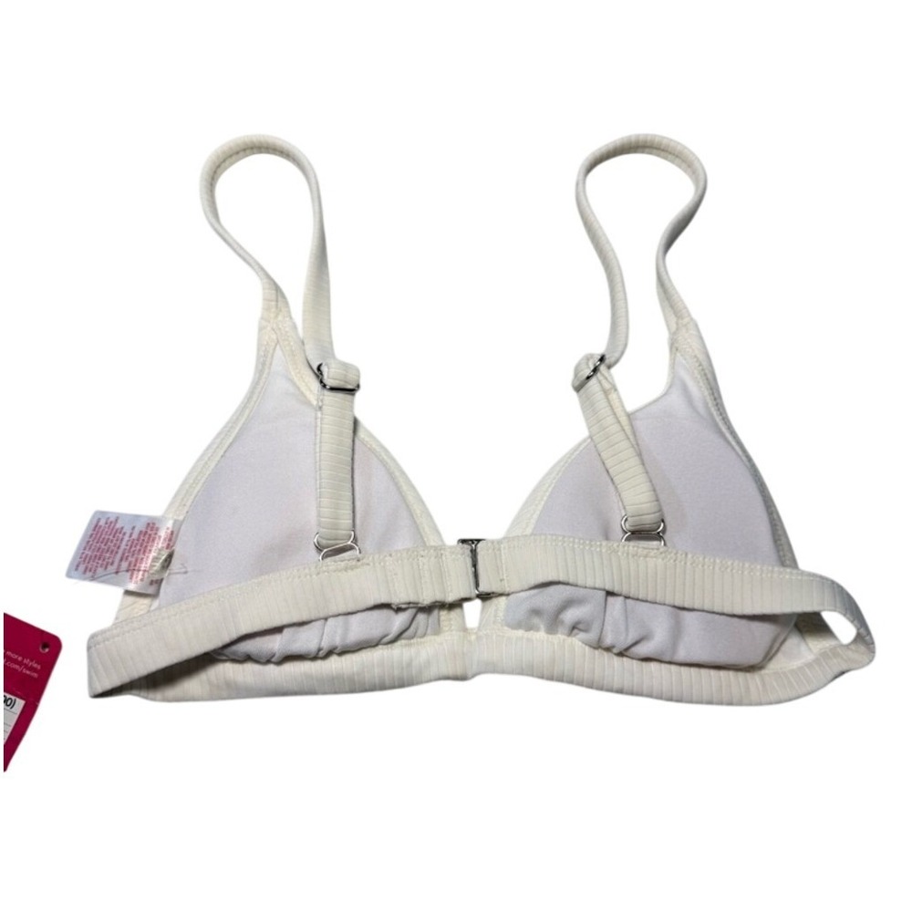 Xhilaration White‎ Ribbed Triangle Top Red White Striped Side Tie Bikini Set XS - Picture 7 of 12